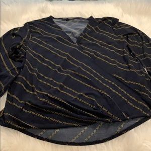 🌸NWOT Banana Republic Wrap Blouse Navy Gold SizeM
